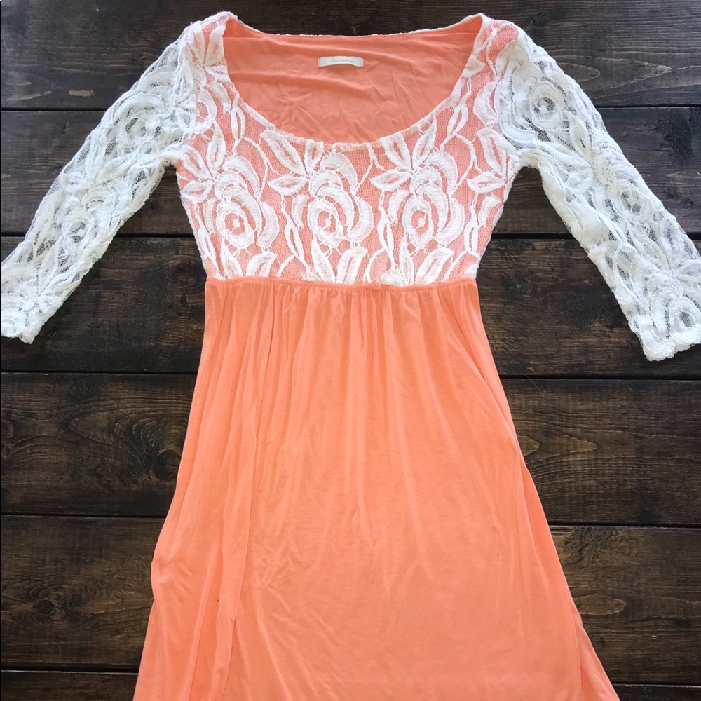 Orange/peach and white lace boutique dress